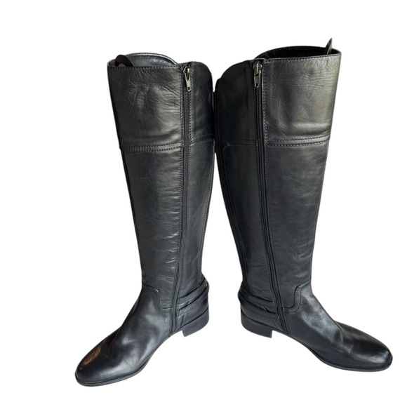 Audrey Brooke Black Leather Knee High Riding Boots 7M Equestrian Minimalist - Picture 5 of 10